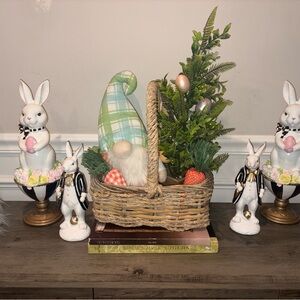 Vintage Style Wicker Easter Basket w/ Handle